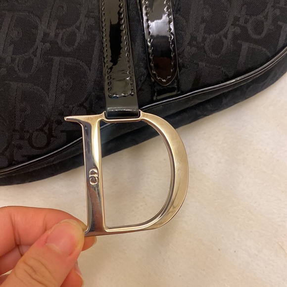 Vintage Dior saddle bag black in monogram classic authentic mint silver - Picture 3 of 12